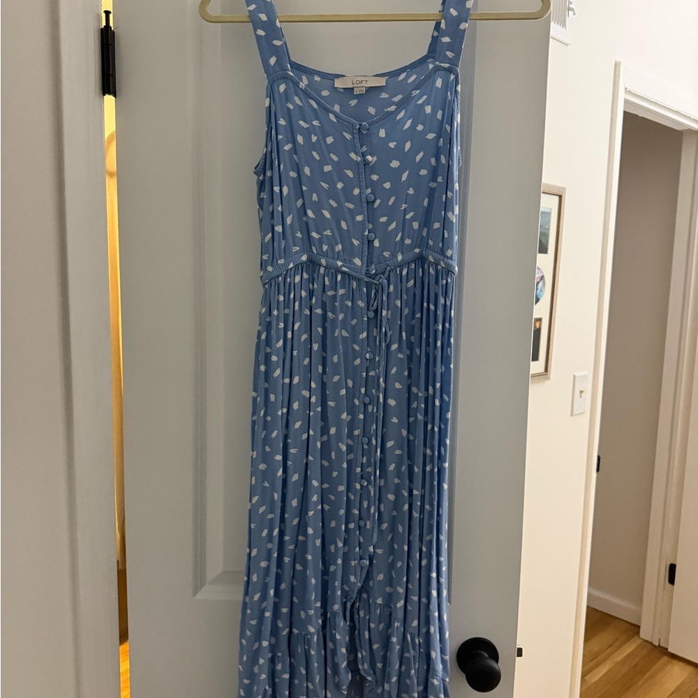 LOFT Light Blue Top with Cream Accents